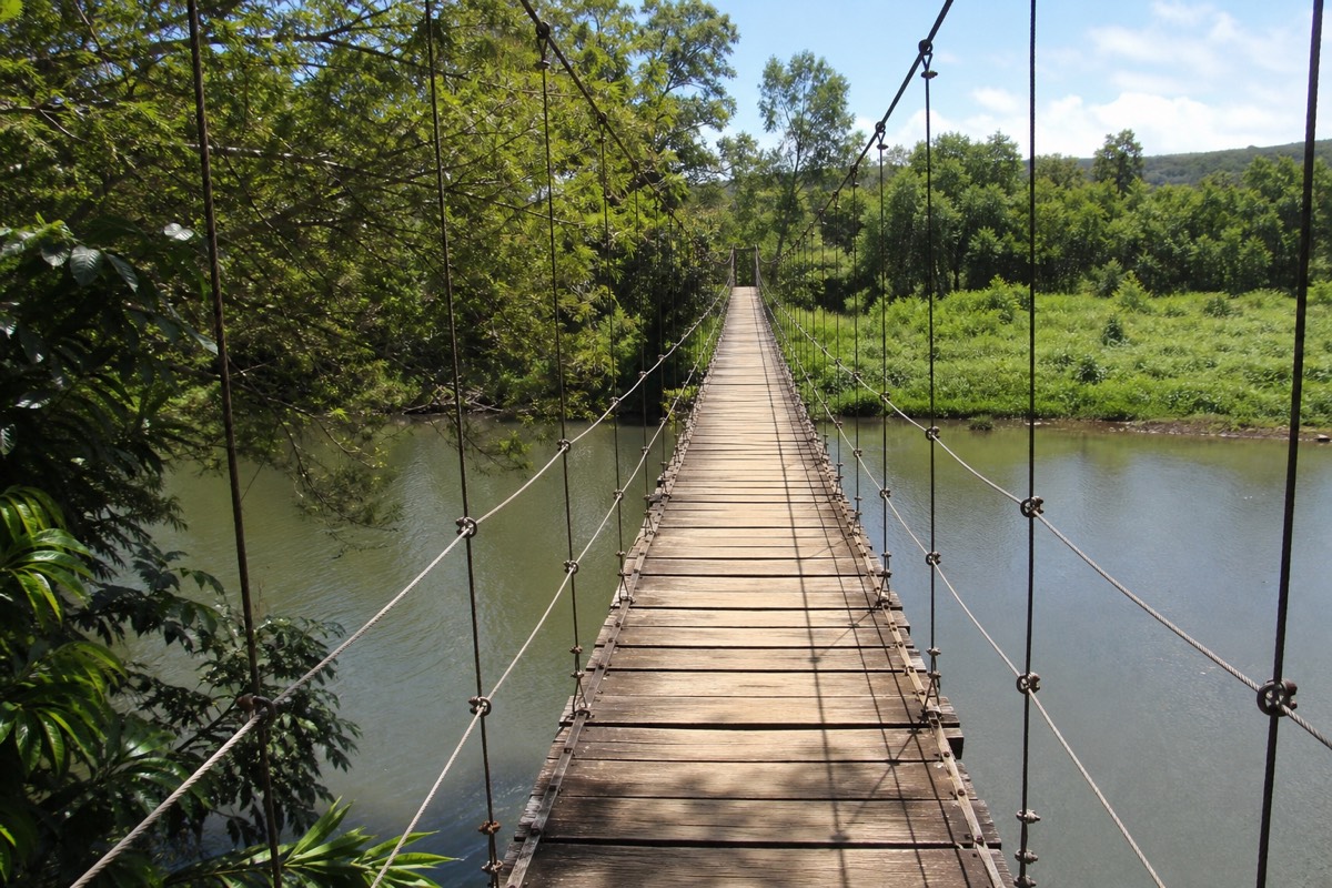 The Hanapepe swinging bridge on Kauai's west side